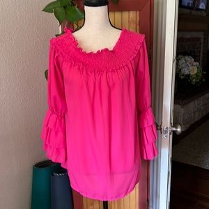 VINE & LOVE PINK Medium Top Ruffle Sleeves